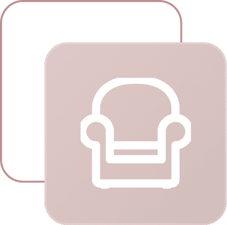 Icon of armchair on beige background.