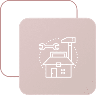 Project Management House with tools icon on beige background.